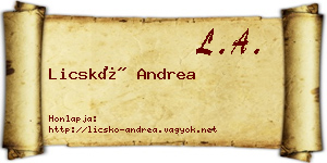Licskó Andrea névjegykártya